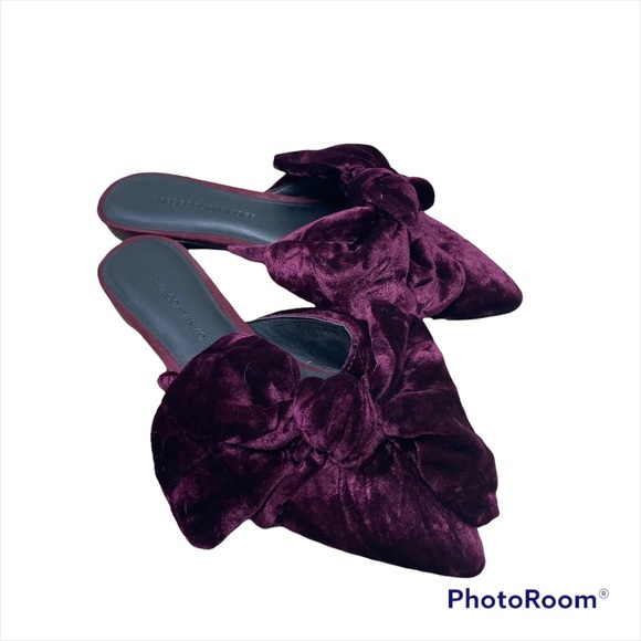 Rebecca Minkoff Alexis Crushed Velvet Bow Flat - Picture 2 of 8